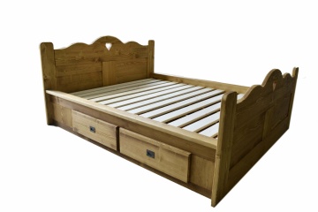 Pat dormitor Rustika Arizona lemn masiv, cu sertare 90 cm, 140 cm, 160 cm sau 180 x 200 cm - Img 3