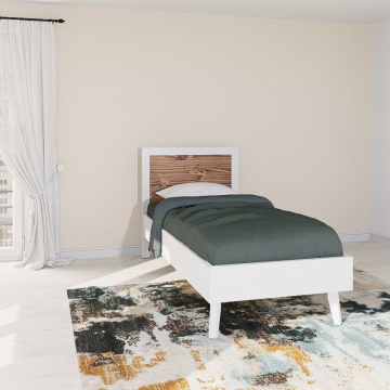 Pat dormitor Terra Home, lemn masiv, alb, 90 x 200 cm - Img 1