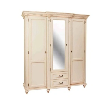 Set mobila dormitor Francesca Classic Stil, 3 piese, vopsit crem cu patina maro - Img 5