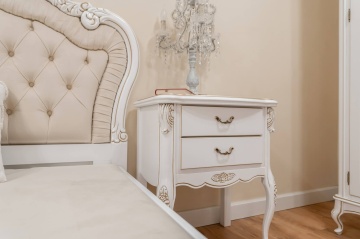 Set mobila dormitor Monalisa Classic Stil, 4 piese, vopsit alb cu patina aurie - Img 8