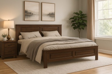 Set mobila dormitor Nocce lemn masiv tei maro colonial, 3 piese, configurabil - Img 2