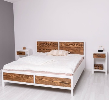 Set mobila dormitor Rustic Olala, 4 piese, lemn masiv + mdf - Img 3