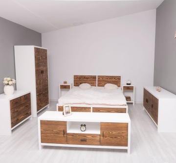Set mobila dormitor Rustic Olala, 5 piese, lemn masiv + mdf