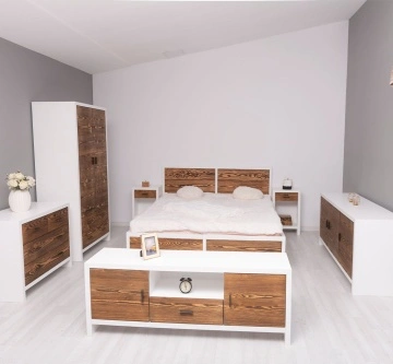 Set mobila dormitor Rustic Olala, 5 piese, lemn masiv + mdf