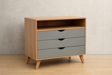 Set Mobilier dormitor Matteo, stil scandinav, dulap, birou si comoda - Img 3