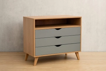 Set Mobilier dormitor Matteo, stil scandinav, dulap, birou si comoda - Img 3