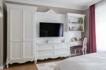 Set mobilier dormitor Tineret Josephine Classic Stil 5 piese, finisaj alb, 3860 x 632 x 2306 mm - Img 2