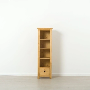 Biblioteca Lemn Masiv Rustic Ana Mini 4 rafturi si 1 sertar, 50 x 43 x 160 cm - Img 2