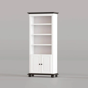Biblioteca Sara lemn masiv alb unt / nuc, 90 × 42 × 201 cm