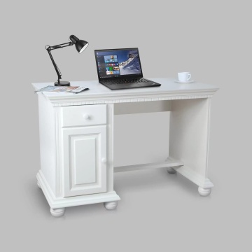 Birou dormitor Teodora mic, lemn masiv, 120 x 65 x 80 cm, alb unt - Img 3