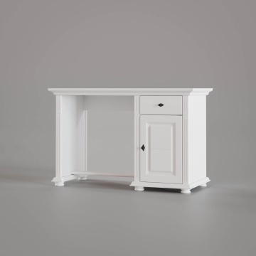 Birou Elena 1 usa si 1 sertar lemn masiv alb unt, 120 × 60 × 80 cm