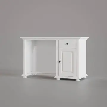 Birou Elena 1 usa si 1 sertar lemn masiv alb unt, 120 × 60 × 80 cm