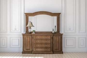 Bufet dormitor Cristina, 2 usi si 4 sertare, lemn masiv, 220 x 40/50 x 104.5 cm - Img 1