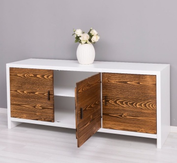 Comoda / Bufet cu 3 usi Rustic Olala, lemn masiv + mdf, 180 x 50 x 78 cm - Img 5
