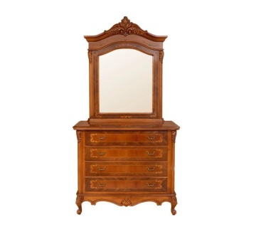 Comoda cu 3 sertare + Oglinda Josephine Classic Stil, furnir nuc, 117 x 50 x H 225 cm