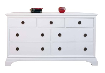 Comoda dormitor Aurelia cu 7 sertare, 149 x 50 x 80 cm, lemn masiv alb - Img 3