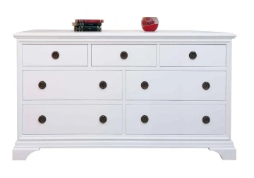 Comoda dormitor Aurelia cu 7 sertare, 149 x 50 x 80 cm, lemn masiv alb - Img 3