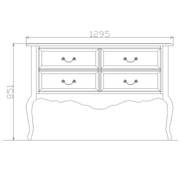 Comoda dormitor Bergamo Lemn Masiv, 4 sertare, 120 x 55 X 95 cm - Img 3