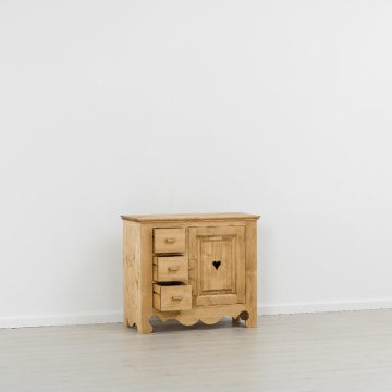 Comoda dormitor Rustic Flame cu 1 usa 3 sertare, Lemn masiv, 94 x 43 x 83 cm - Img 2