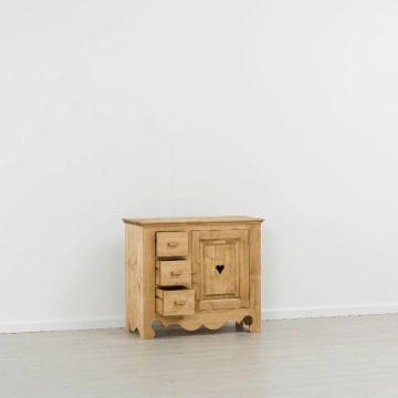 Comoda dormitor Rustika cu 1 usa 3 sertare, Lemn masiv, 94 x 43 x 83 cm - Img 2