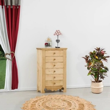 Comoda dormitor Rustika lemn masiv cu 6 sertare, 72 x 45 x 115 cm - Img 2