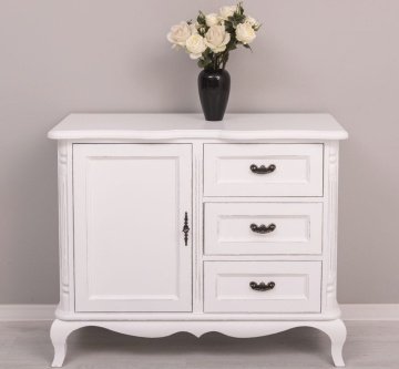 Comoda Julietta Classy lemn masiv, alb antichizat, 110 x 48 x 89 - Img 3