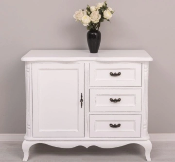 Comoda Julietta Classy lemn masiv, alb antichizat, 110 x 48 x 89 - Img 3