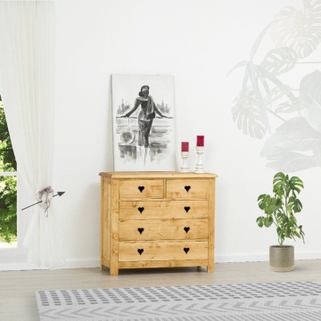 Comoda Lemn Masiv dormitor Rustic Ana cu 5 sertare, 100 x 42 x 89 cm