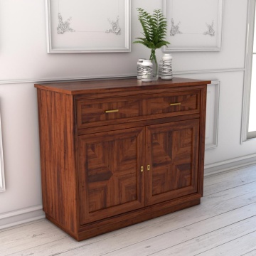 Comoda Milano cu 2 usi si 2 sertare, lemn furniruit, 128 x 55 x 105 cm - Img 1