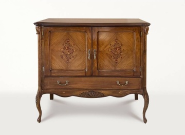 Comoda Monalisa Classic Stil cu 2 usi si 1 sertar, furnir nuc cu intarsie, 123 x 51 x H 125 cm - Img 1