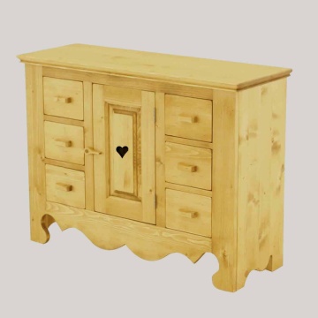 Comoda Rustic Flame lemn masiv, 1 usa si 6 sertare, 100 x 36 x 75 cm - Img 3