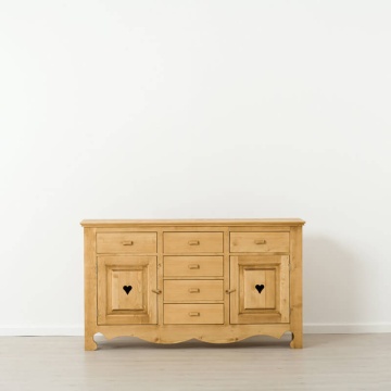 Comoda Rustika lemn masiv, 2 usi si 6 sertare, 160 x 45 x 92 cm - Img 2