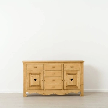 Comoda Rustika lemn masiv, 2 usi si 6 sertare, 160 x 45 x 92 cm - Img 2