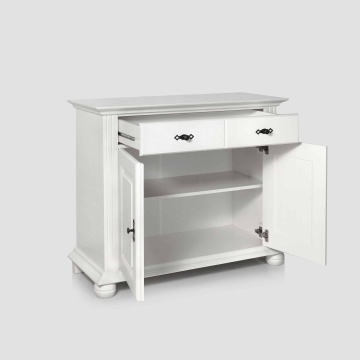 Comoda Sara, lemn masiv, 2 usi si 1 sertar, 103 x 45 x 86.5 cm, alb unt - Img 2