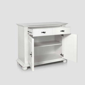 Comoda Sara, lemn masiv, 2 usi si 1 sertar, 103 x 45 x 86.5 cm, alb unt - Img 2