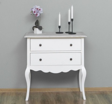 Comoda Shabby lemn masiv, 2 sertare, 80 x 48 x 82 cm - Img 1