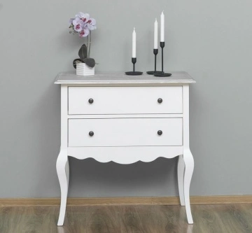 Comoda Shabby lemn masiv, 2 sertare, 80 x 48 x 82 cm