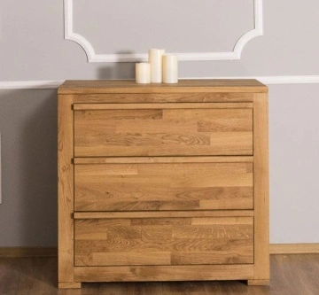 Comoda Stejar Masiv Wild Country cu 3 sertare, 95 x 50 x 90 cm - Img 2