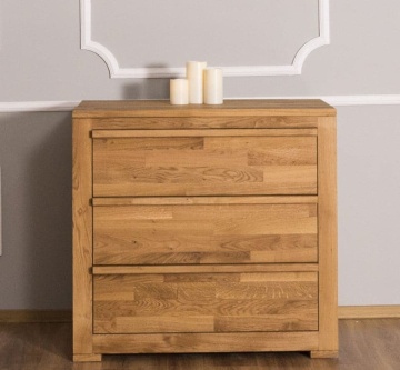 Comoda Stejar Masiv Wild cu 3 sertare, lemn masiv de stejar, 95 x 50 x 90 cm - Img 1