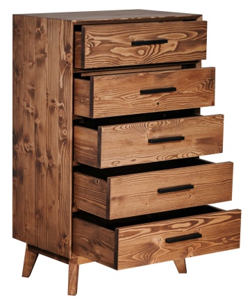 Comoda Terra Home cu 5 sertare, lemn masiv, 60 x 40 x 100 cm - Img 3