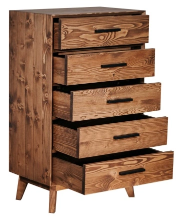 Comoda Terra Home cu 5 sertare, lemn masiv, 60 x 40 x 100 cm - Img 3