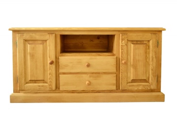 Comoda tv Casa Maria, 2 usi si 2 sertare Lemn masiv, 140 x 45 x 75 cm - Img 2