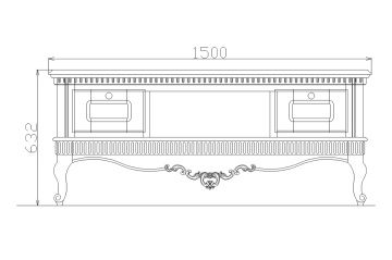 Comoda TV dormitor Stefania, 2 sertare, lemn masiv, 150 x 55 x 63 cm - Img 3