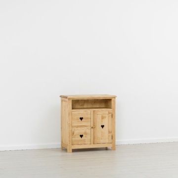 Comoda TV Lemn Masiv dormitor Rustic Ana cu1 usa si 2 sertare, 84 x 42 x 89 cm - Img 4