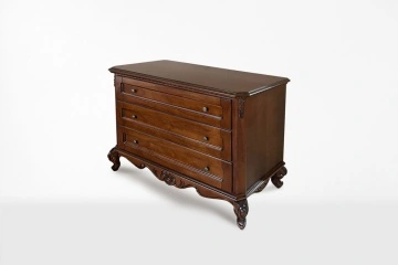 Comoda Verona cu 3 sertare, lemn masiv finisaj furnir nuc, 123 x 51 x 95 cm MODEL A - Img 2