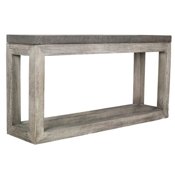 Consola de perete Alaska, lemn masiv stejar + microciment, 152 x 38 x 76 cm - Img 1