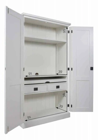 Dulap cu birou Lovely Kubic, lemn masiv si mdf alb, 100 x 45 x 180 cm - Img 7