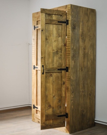 Dulap de haine Equator, 2 usi, lemn masiv pin, 100 x 56 x 200 cm - Img 4