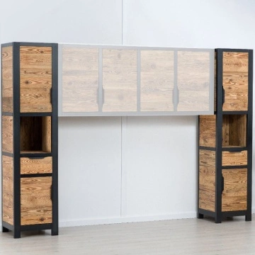Dulap dormitor lemn masiv Rustic Loft 2 usi, 1 sertar si nisa, 50 x 50 x 210 cm - Img 2