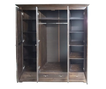 Dulap dormitor Nocce, 4 usi si 3 sertare, lemn masiv tei, 205 x 61 x 207 cm - Img 4